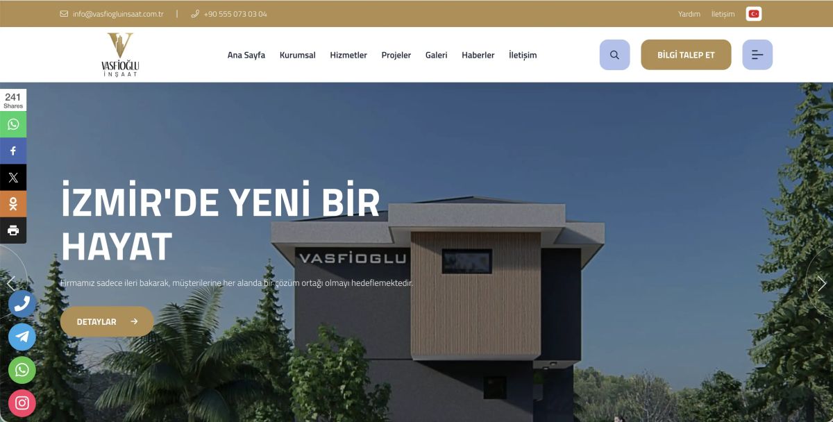 Vasfioğlu İnşaat | Lüks Konut Markası İçin Premium Web Sitesi Stratejisi