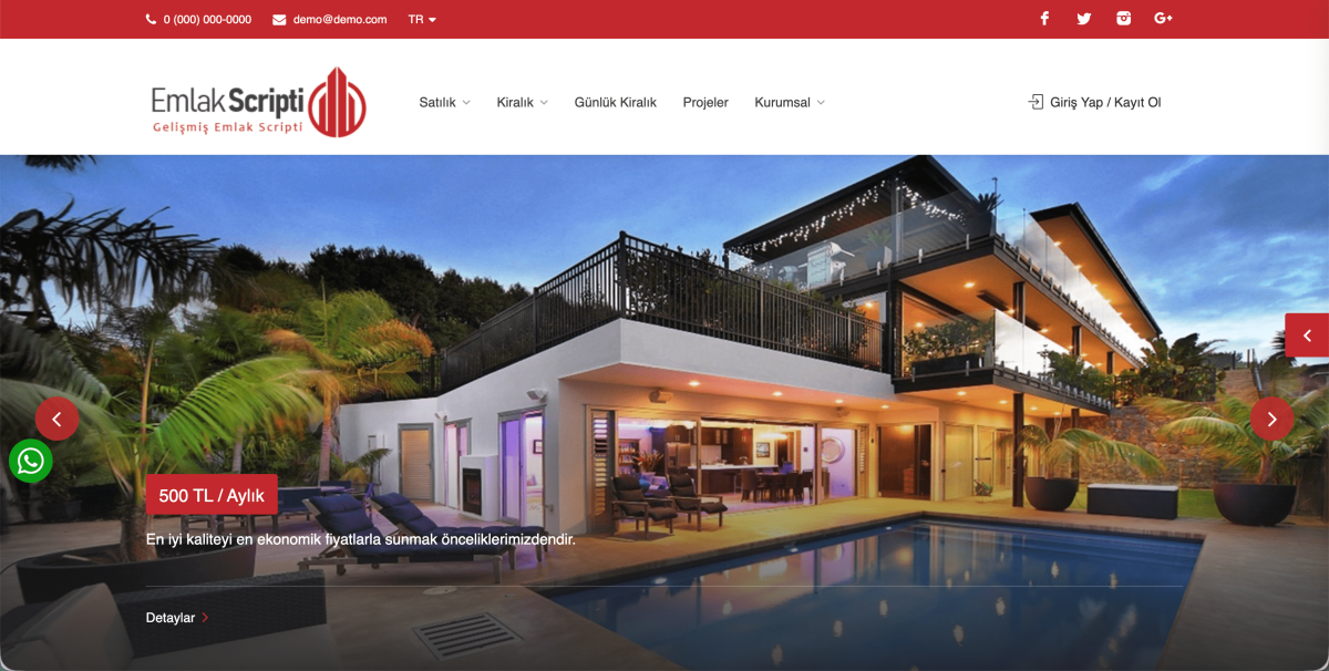 Gelişmiş Emlak Sitesi – %100 Mobil Uyumlu, Sınırsız Dil ve SEO Dostu