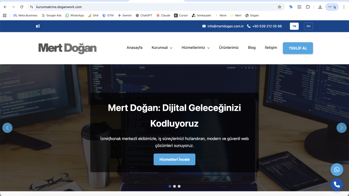 Mert Doğan Kurumsal CMS | Güvenli, Hızlı ve Modüler PHP Yönetim Paneli