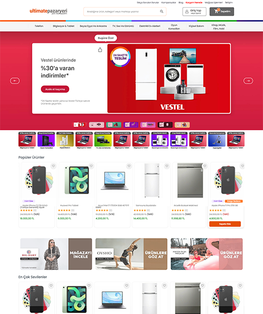 Gelişmiş Pazaryeri Platformu Yazılımı (Çoklu Satıcı & Komisyon Modüllü) - Ana Görsel